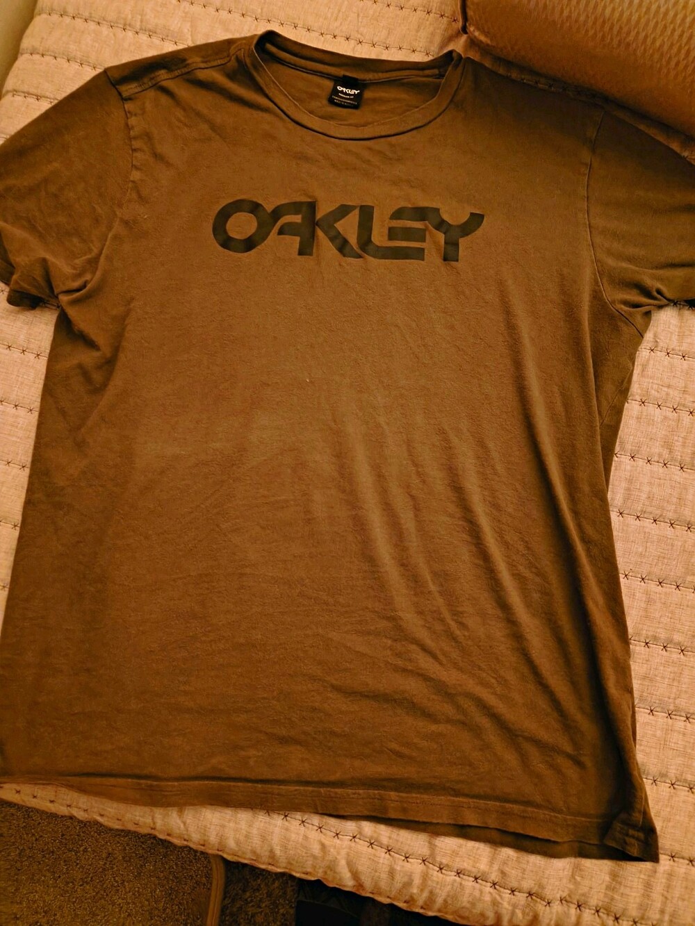 Oakley Men's Green Solid Logo T-Shirt Crew Neck Short Sleeve Regular Fit XL